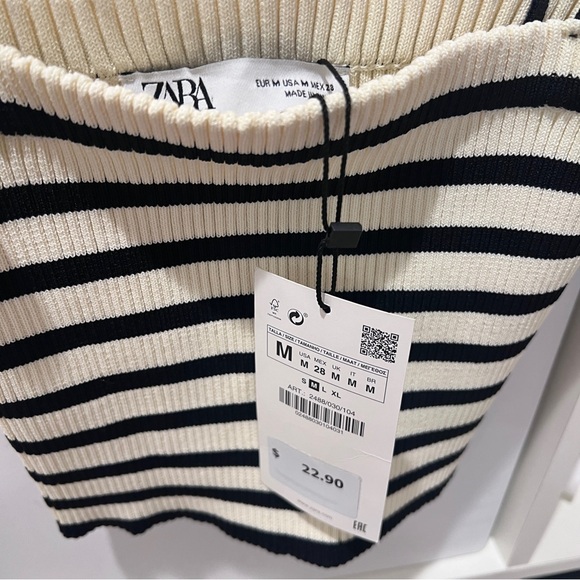 Zara Stripped Knit Top M - Picture 4 of 5